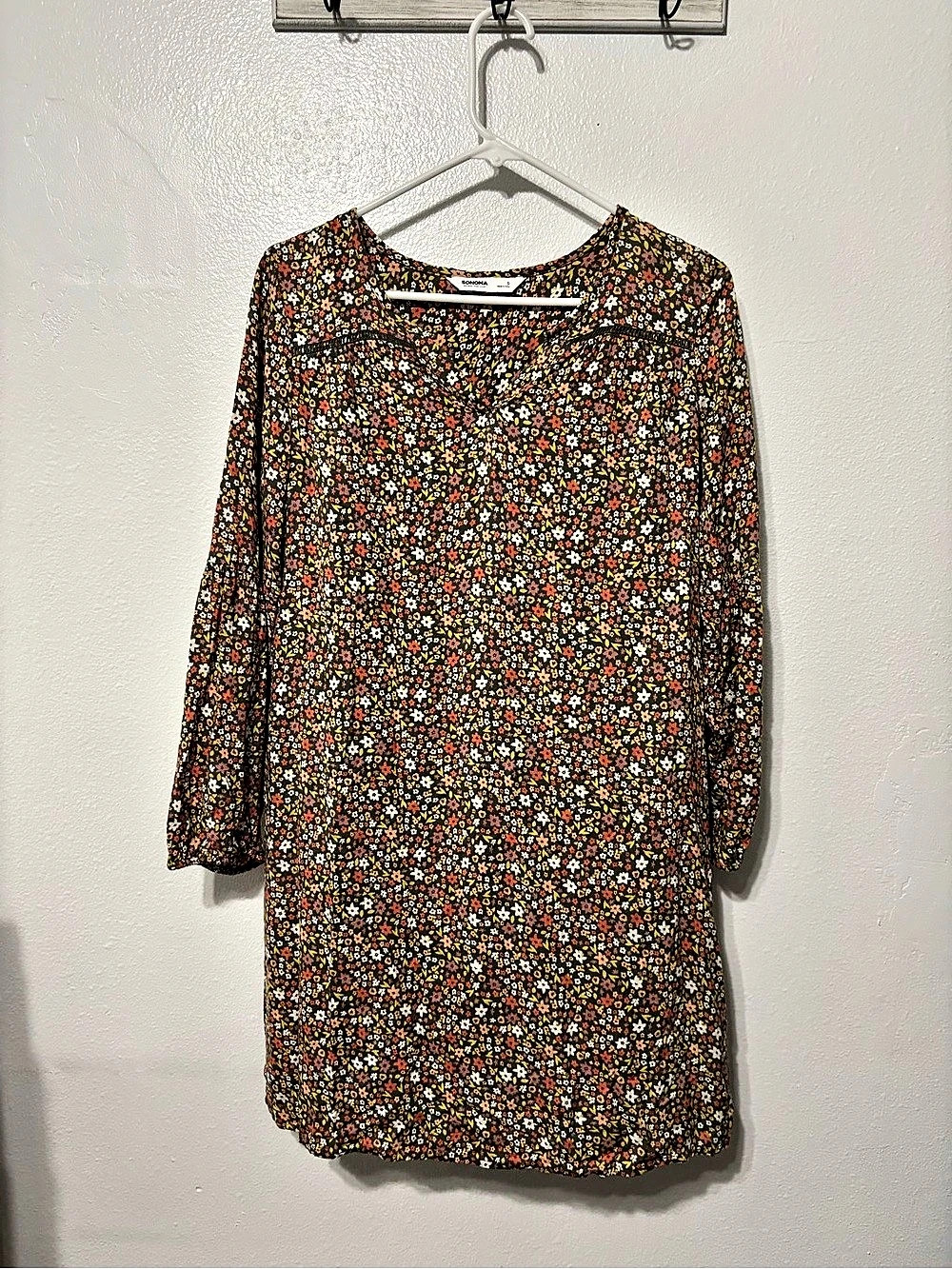 Sonoma Floral Mini Dress in Brown Size Small
